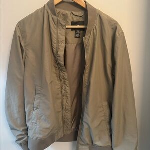 H&M Olive Bomber Jacket with Ribbed Trim